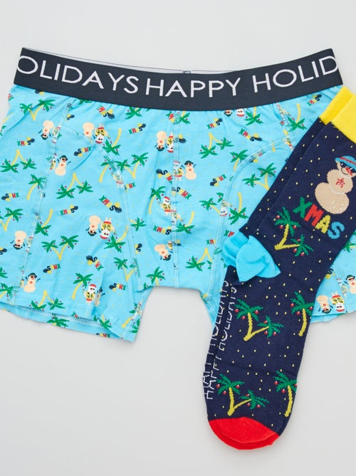 Conjunto boxers e meias de Natal - Kiabi