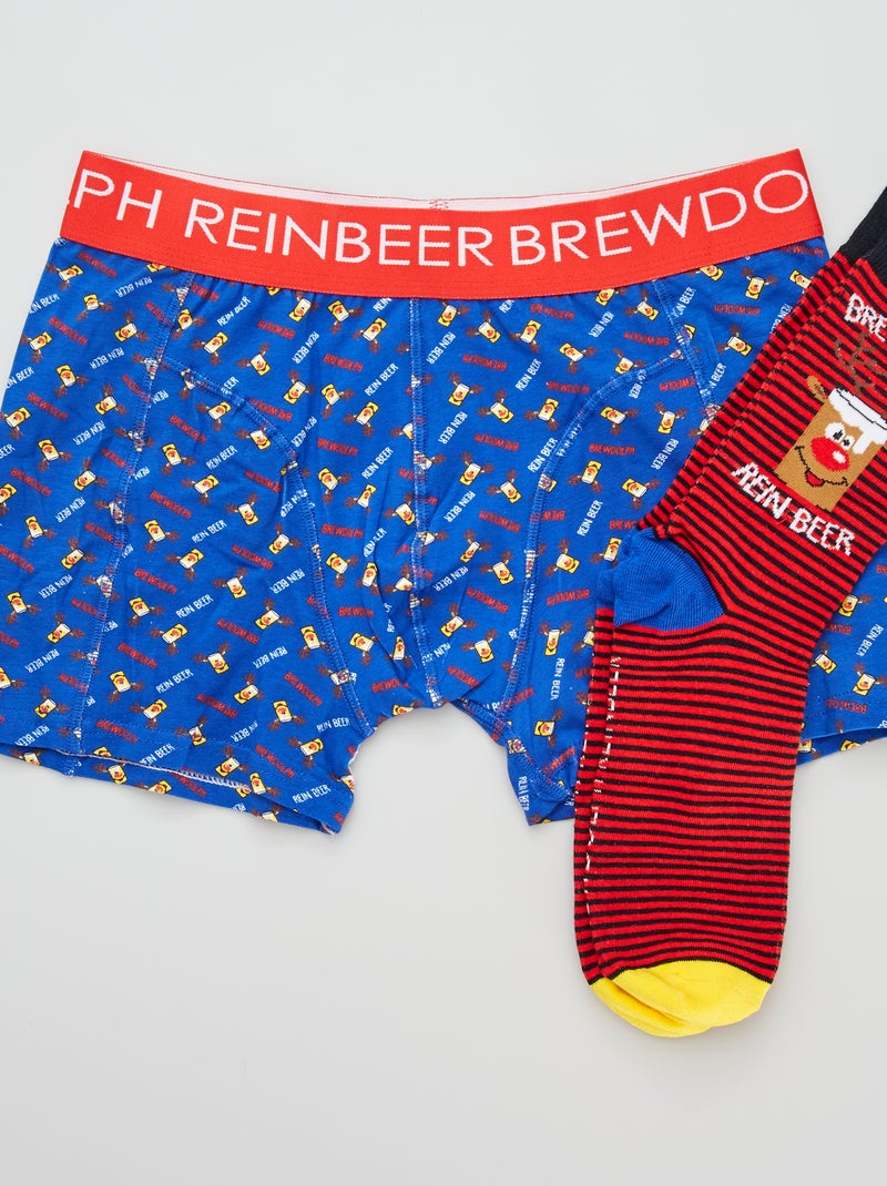 Conjunto boxers e meias de Natal BEGE - Kiabi