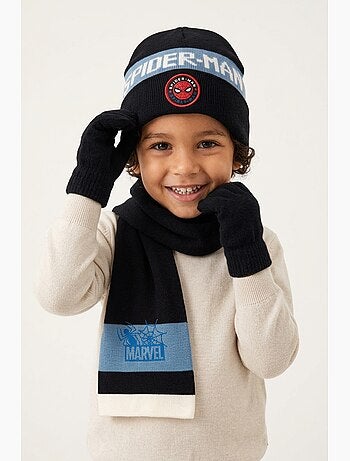 Conjunto cachecol, luvas & gorro azul-marinho menino spiderman - licença oficial