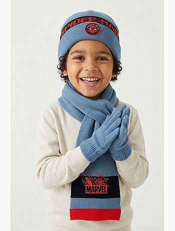 Conjunto cachecol, luvas & gorro azul menino spiderman - licença oficial
