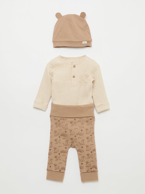 Conjunto calça + body + gorro "Simba" - 3 peças - Kiabi
