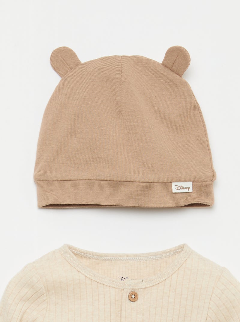 Conjunto calça + body + gorro "Simba" - 3 peças Bege - Kiabi