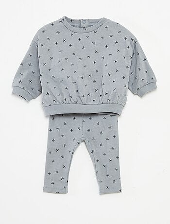 Conjunto calças de fato de treino em moletão sweatshirt+ leggings - 2 peças
