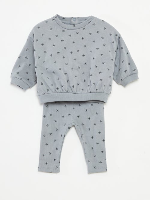 Conjunto calças de fato de treino em moletão sweatshirt+ leggings - 2 peças - Kiabi