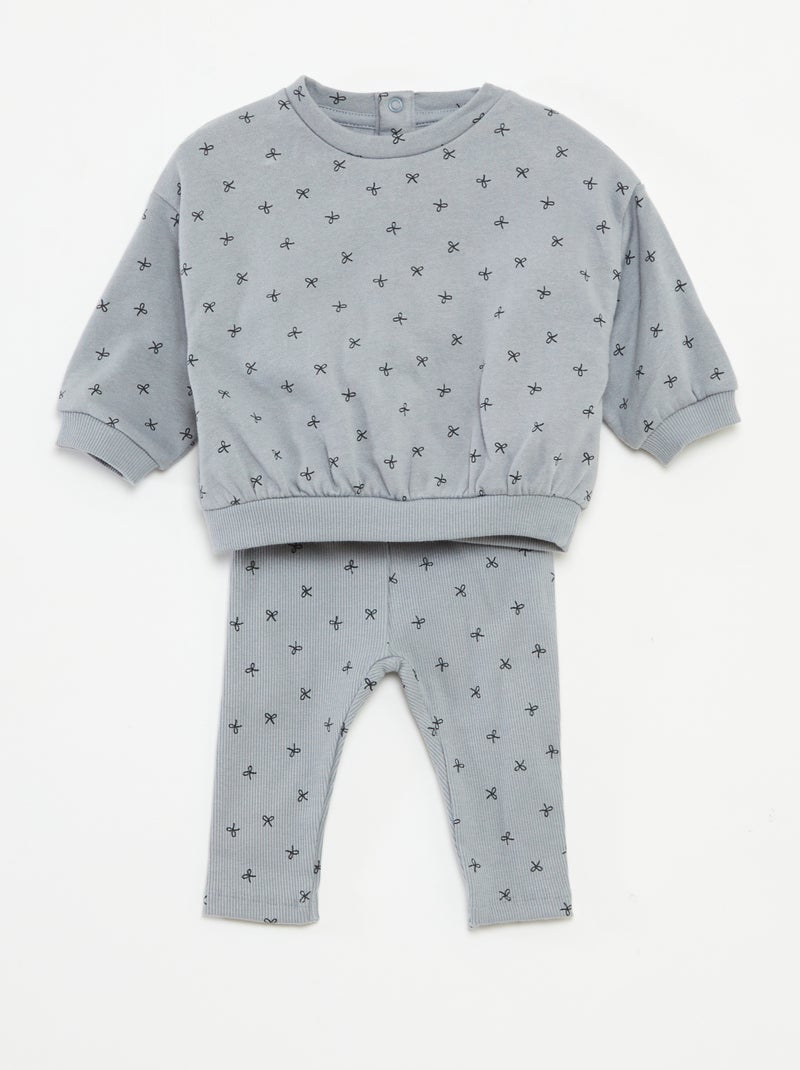 Conjunto calças de fato de treino em moletão sweatshirt+ leggings - 2 peças Azul - Kiabi