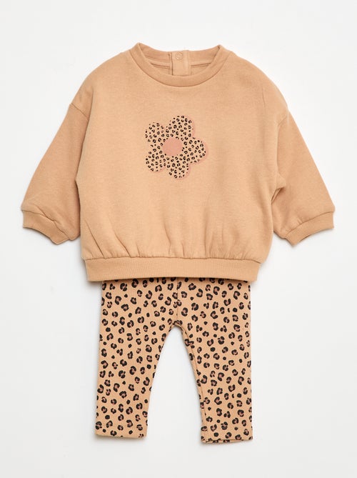 Conjunto calças de fato de treino em moletão sweatshirt+ leggings - 2 peças - Kiabi