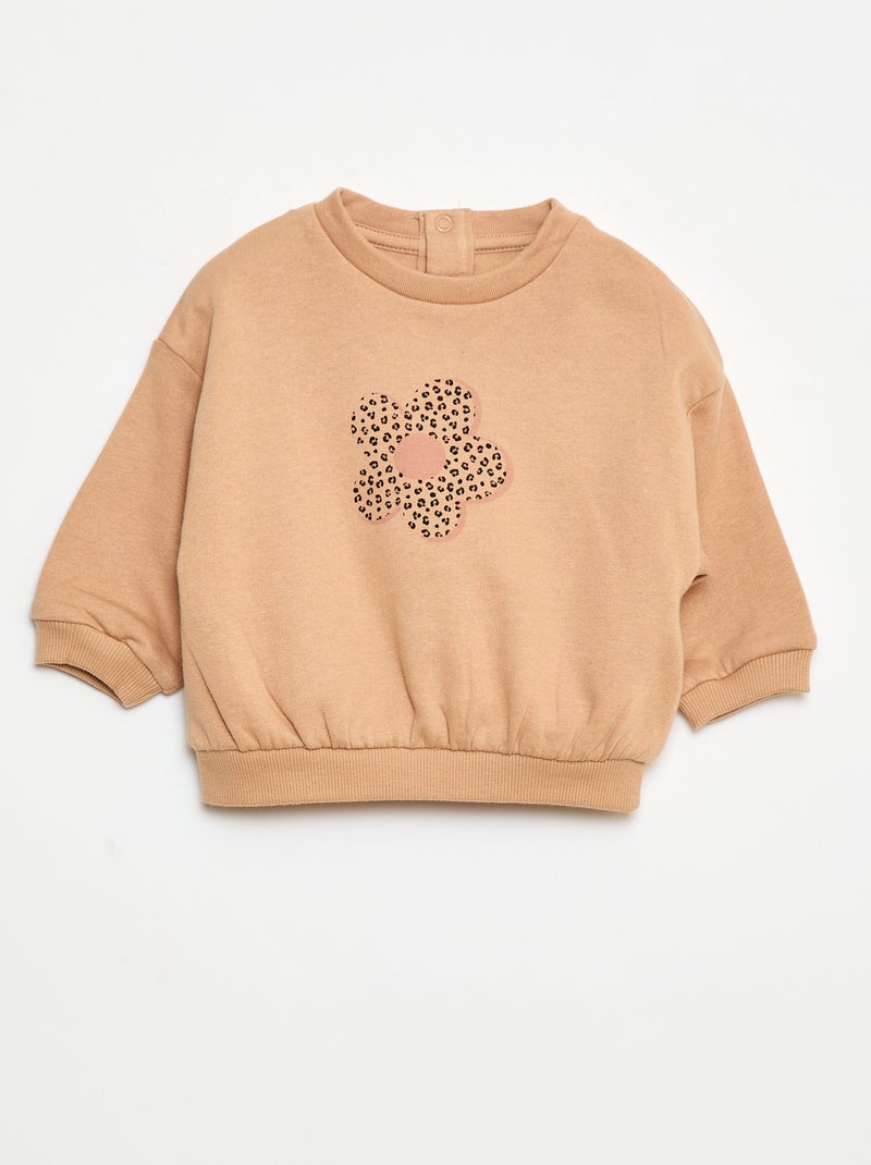 Conjunto calças de fato de treino em moletão sweatshirt+ leggings - 2 peças Bege - Kiabi
