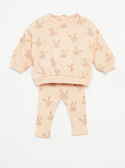 Conjunto calças de fato de treino em moletão sweatshirt+ leggings - 2 peças - Kiabi