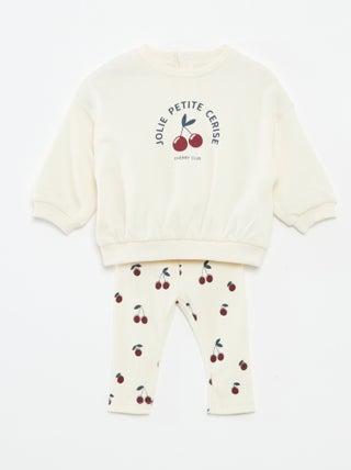 Conjunto calças de fato de treino em moletão sweatshirt+ leggings - 2 peças