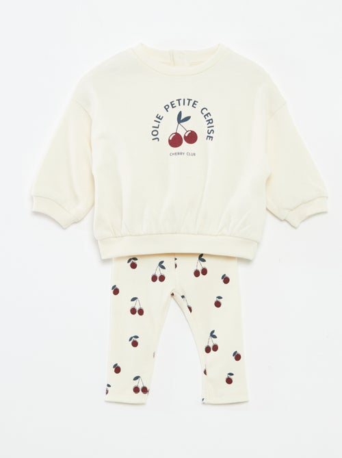 Conjunto calças de fato de treino em moletão sweatshirt+ leggings - 2 peças - Kiabi