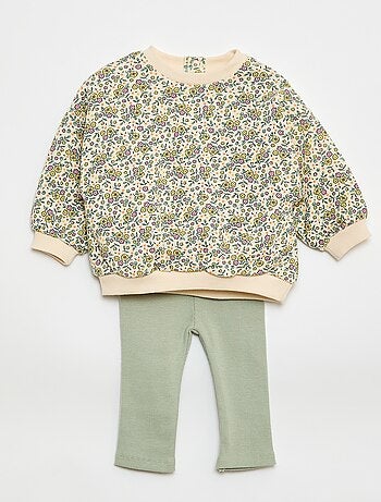 Conjunto calças de fato de treino em moletão sweatshirt+ leggings - 2 peças