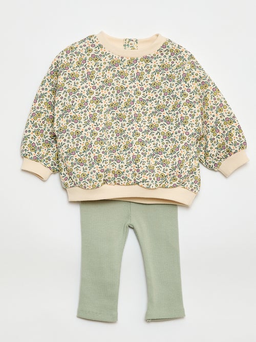 Conjunto calças de fato de treino em moletão sweatshirt+ leggings - 2 peças - Kiabi