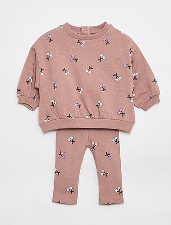 Conjunto calças de fato de treino em moletão sweatshirt+ leggings - 2 peças