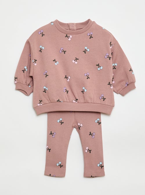 Conjunto calças de fato de treino em moletão sweatshirt+ leggings - 2 peças - Kiabi