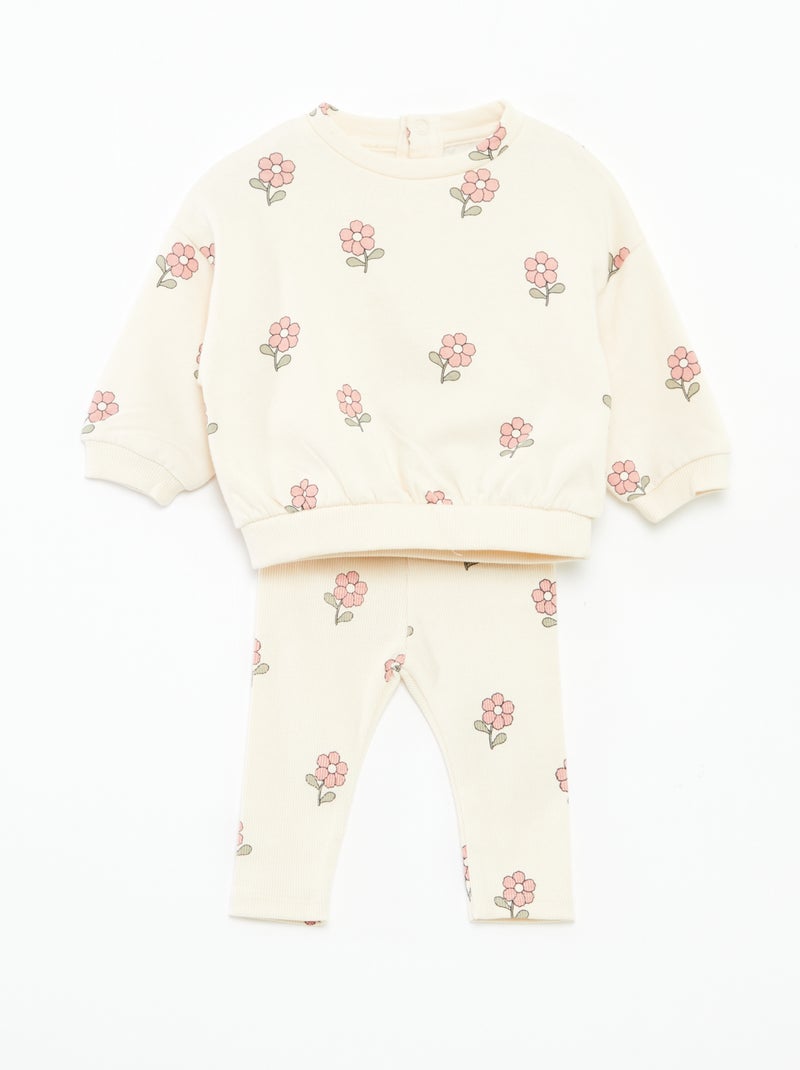 Conjunto calças de fato de treino em moletão sweatshirt+ leggings - 2 peças Rosa - Kiabi