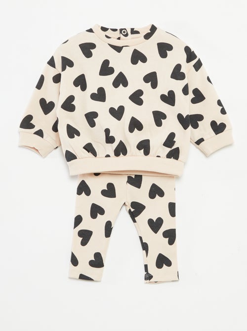 Conjunto calças de fato de treino em moletão sweatshirt+ leggings - 2 peças - Kiabi