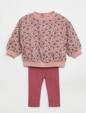 Conjunto calças de fato de treino em moletão sweatshirt+ leggings - 2 peças