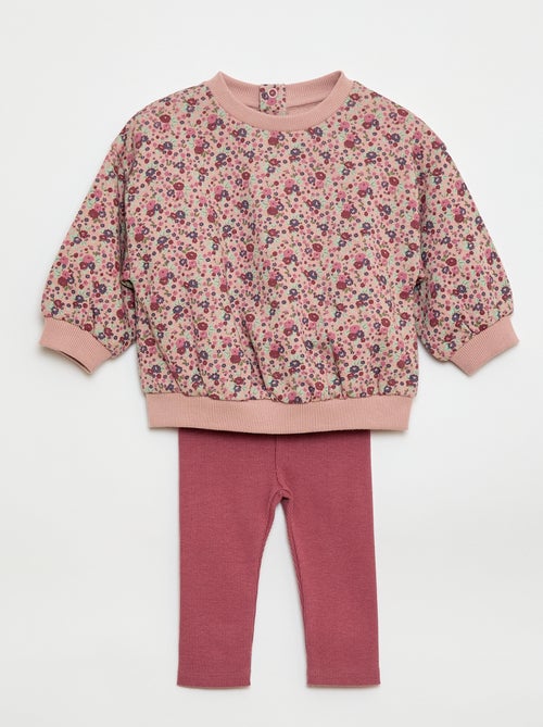 Conjunto calças de fato de treino em moletão sweatshirt+ leggings - 2 peças - Kiabi