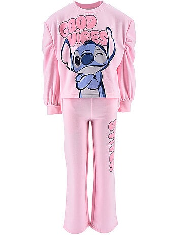 Conjunto calças de fato de treino lilo & stitch rosa menina | licença oficial