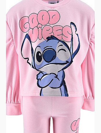 Conjunto calças de fato de treino lilo & stitch rosa menina | licença oficial