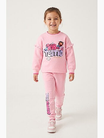 Conjunto calças de fato de treino rosa menina gabby's dollhouse - licença oficial