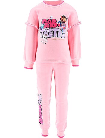 Conjunto calças de fato de treino rosa menina gabby's dollhouse - licença oficial