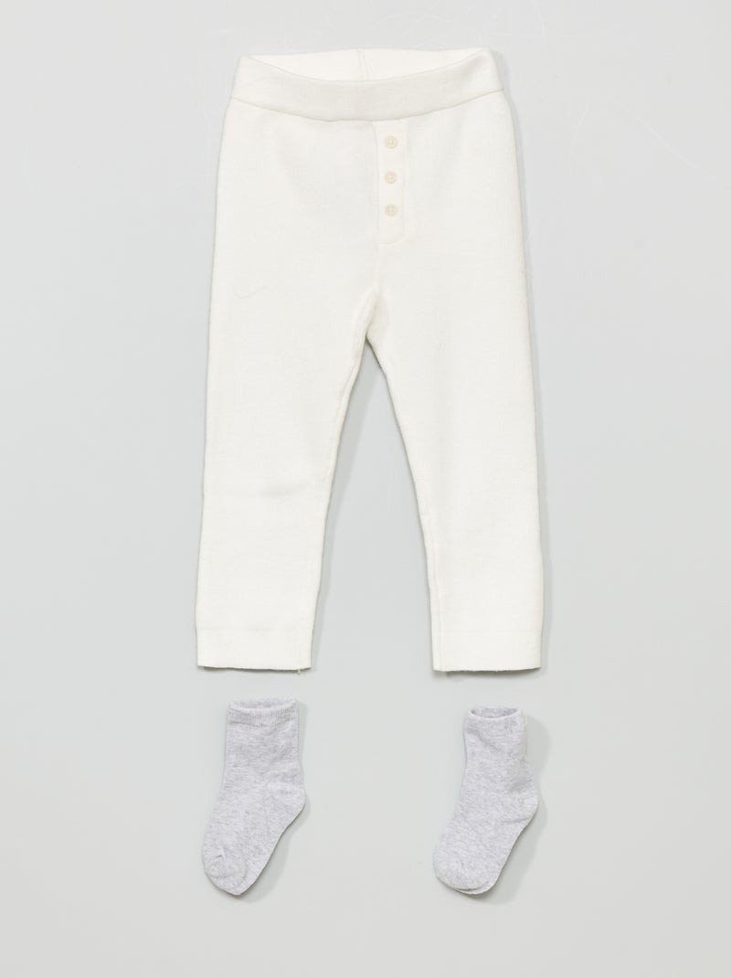 Conjunto calças e meias Branco - Kiabi