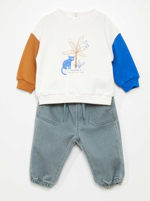 Conjunto calças + sweatshirt - 2 peças - Kiabi