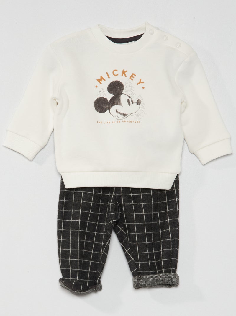Conjunto calças + sweatshirt 'Mickey' - 2 peças BRANCO - Kiabi