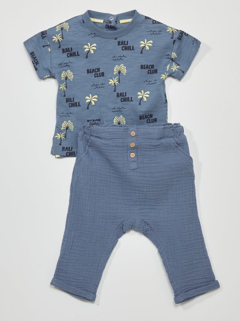 Conjunto calças + t-shirt AZUL - Kiabi
