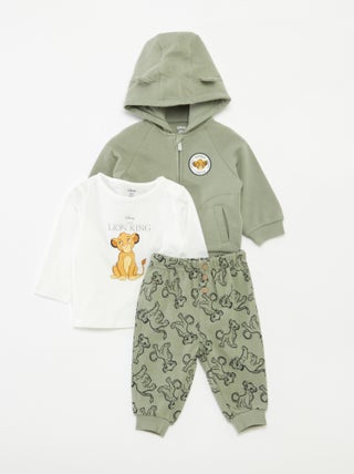 Conjunto calças + t-shirt + sweatshirt com capuz 'Simba'  - 3 peças