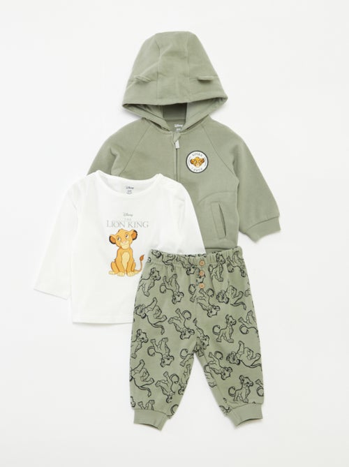 Conjunto calças + t-shirt + sweatshirt com capuz 'Simba'  - 3 peças - Kiabi