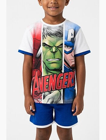 Conjunto calções bermuda + t-shirt avengers menino | licença oficial