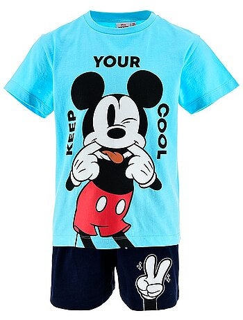 Conjunto calções bermuda + t-shirt mickey mouse menino | licença oficial