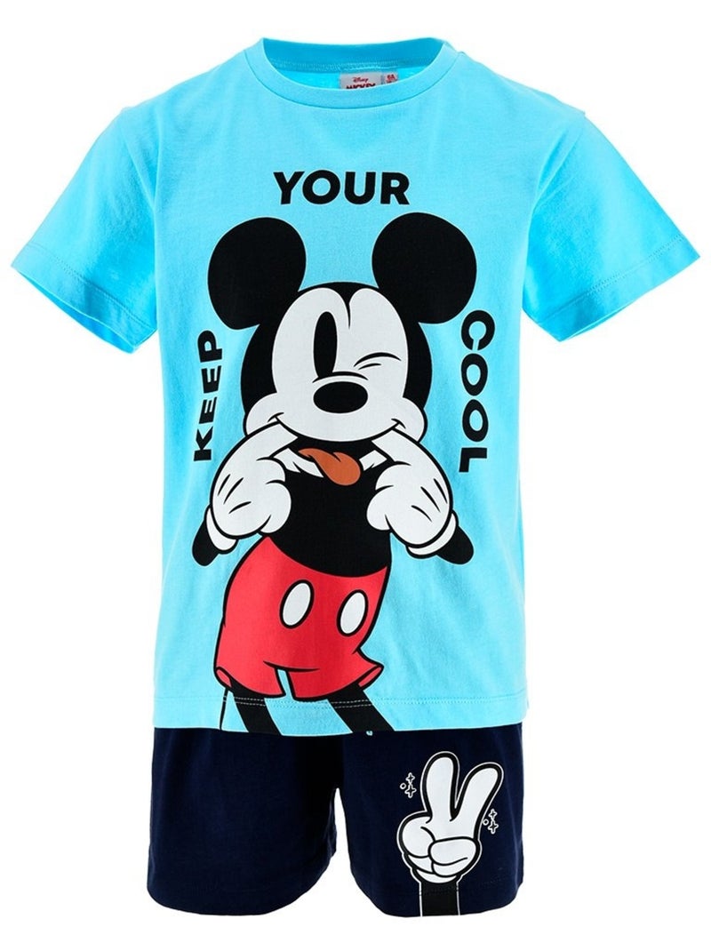 Conjunto calções bermuda + t-shirt mickey mouse menino | licença oficial Azul - Kiabi