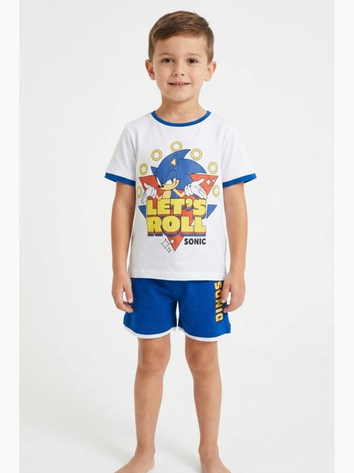 Conjunto calções bermuda + t-shirt sonic branco menino | licença oficial - Kiabi Conjunto calções bermuda + t-shirt sonic branco menino | licença oficial - Kiabi