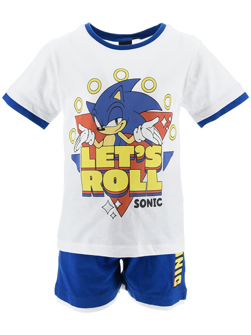 Conjunto calções bermuda + t-shirt sonic branco menino | licença oficial Branco - Kiabi