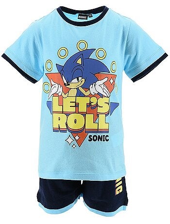 Conjunto calções bermuda + t-shirt sonic menino | licença oficial
