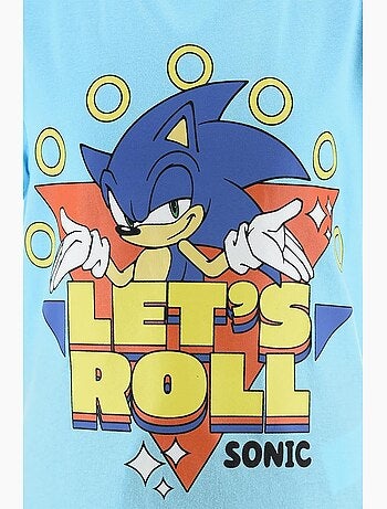 Conjunto calções bermuda + t-shirt sonic menino | licença oficial