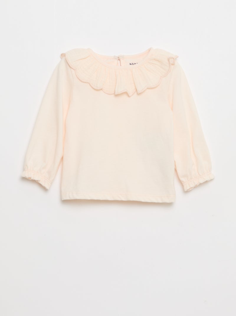 Conjunto calções com alças + t-shirt + collants - 3 peças Bege - Kiabi