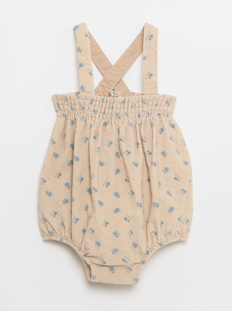 Conjunto calções com alças + t-shirt + collants - 3 peças Bege - Kiabi