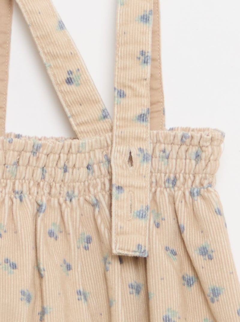 Conjunto calções com alças + t-shirt + collants - 3 peças Bege - Kiabi