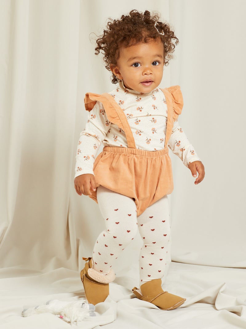 Conjunto calções com alças + t-shirt + collants BRANCO - Kiabi