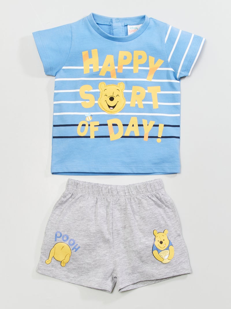 Conjunto calções e t-shirt 'Winnie the Pooh' Azul/ Cinza - Kiabi