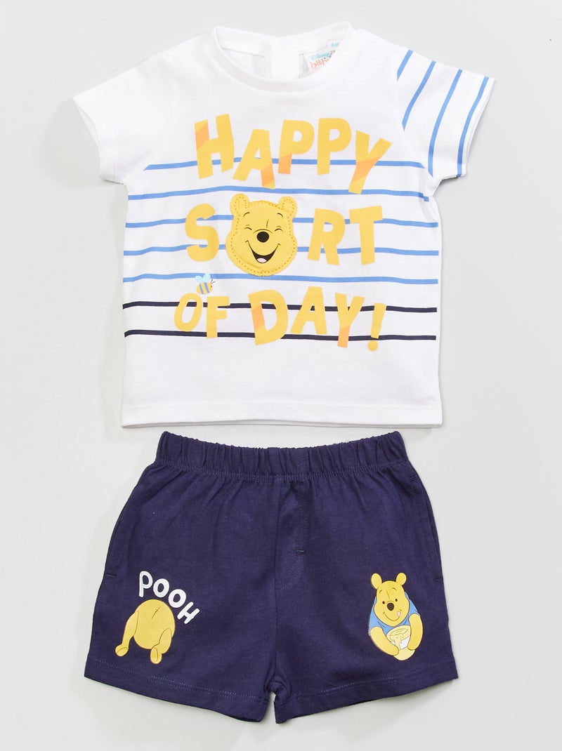 Conjunto calções e t-shirt 'Winnie the Pooh' Branco/ Marinho - Kiabi