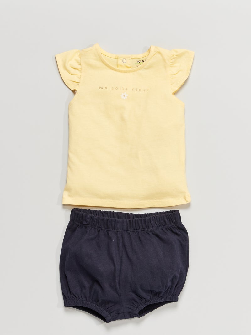 Conjunto calções + t-shirt AMARELO - Kiabi