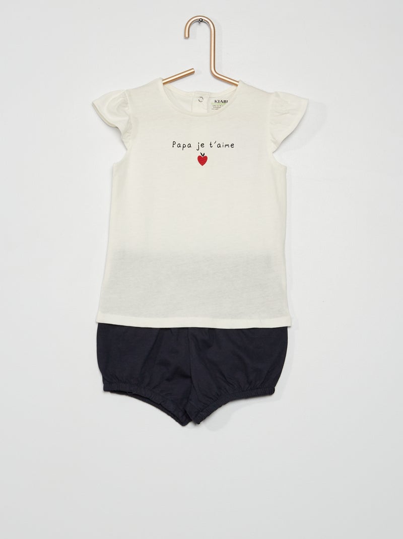 Conjunto calções + t-shirt BRANCO - Kiabi