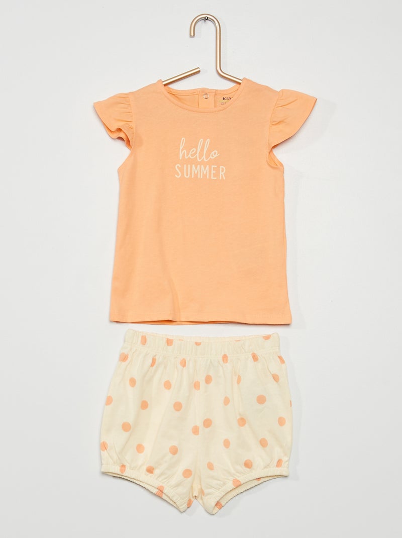 Conjunto calções + t-shirt BRANCO - Kiabi