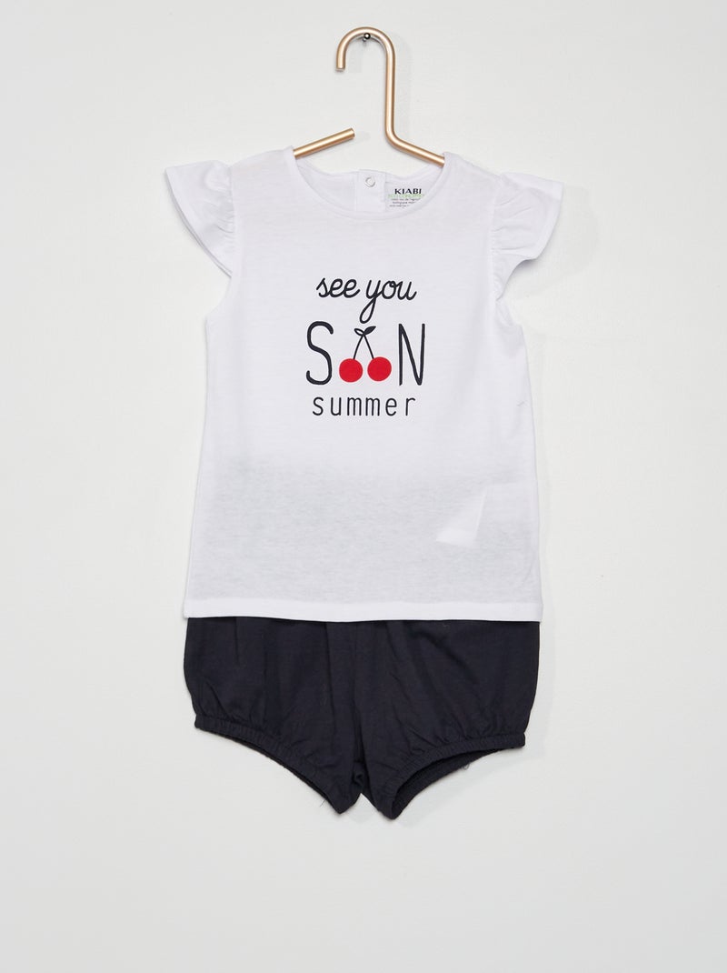 Conjunto calções + t-shirt BRANCO - Kiabi