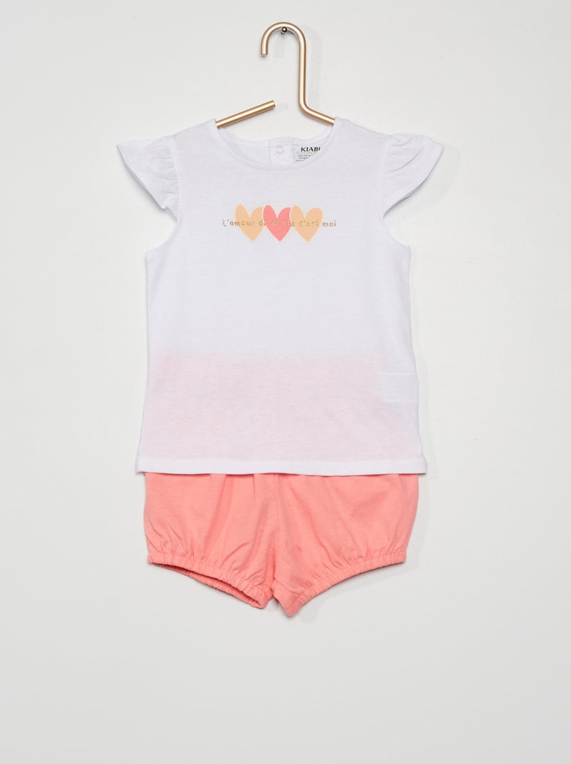 Conjunto calções + t-shirt BRANCO - Kiabi